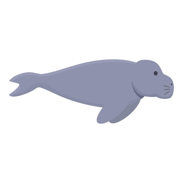 Vector wildlife dugong icon cartoon vector ocean sea wild water