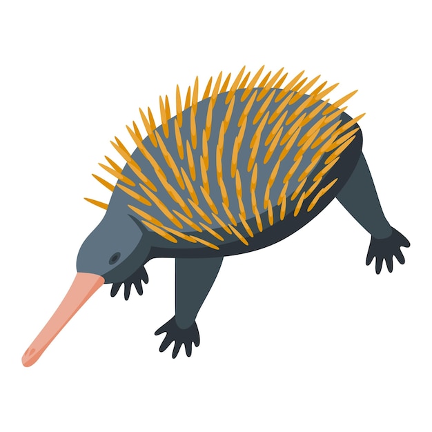 Vector wildlife echidna pictogram isometrische vector natuur dier dierentuin grappig