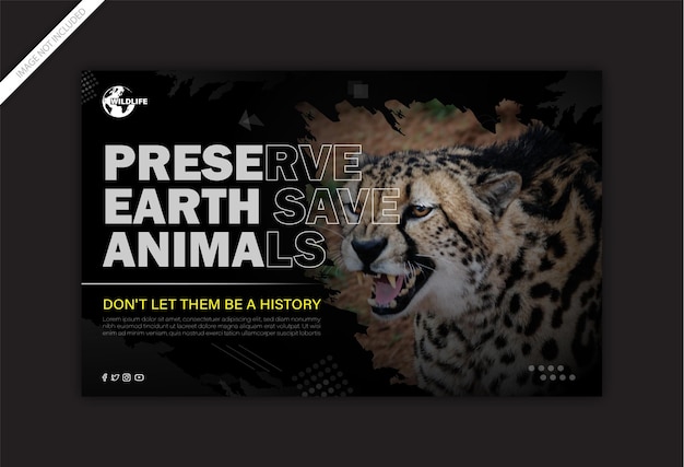 Vector wildlife and environment protection black background banner template free eps