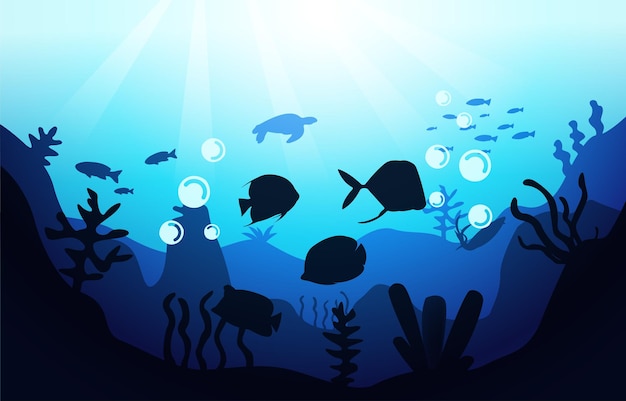 Fauna selvatica pesce mar dei coralli oceano subacqueo acquatico piatto illustrazione