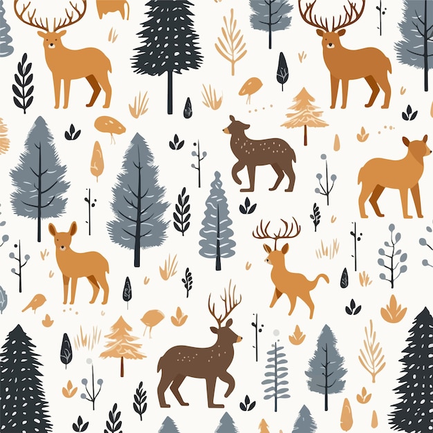 Wildlife Forest Animals Seamless Pattern Background | Premium AI