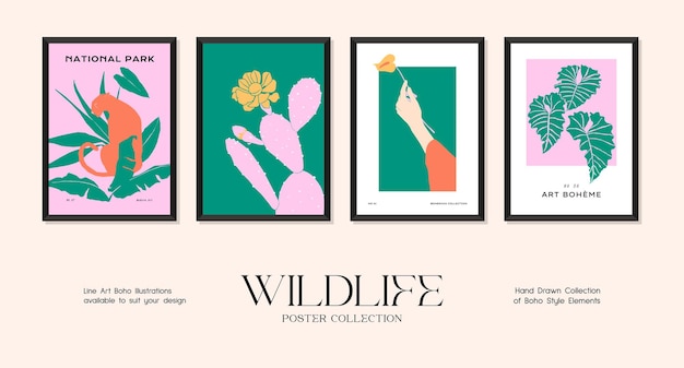 Wildlife minimalistic print poster collection