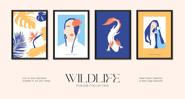 Wildlife minimalistische print postercollectie