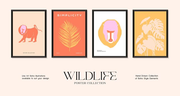 Wildlife minimalistische print postercollectie