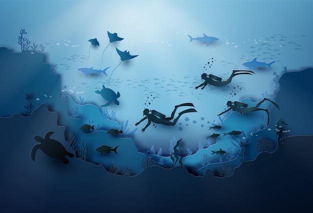 Vector wildlife under sea