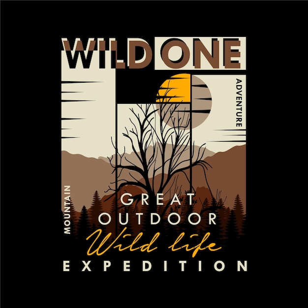 Wildone adventure abstract symbol graphic typography vector print