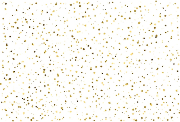 Vector willekeurige vallende gouden sterren op witte achtergrond glitter patroon voor banner wenskaart kerstmis en nieuwjaar kaart uitnodiging ansichtkaart papieren verpakking