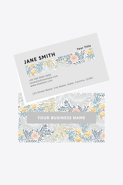 William morris pattern business card template vector