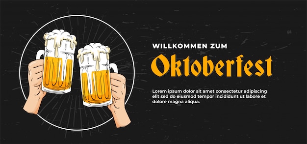 Willkommen zum oktoberfest poster banner template design