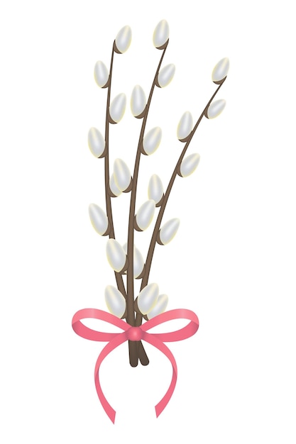 willow branches with a bow for decorating banners cards packaging easter invitations
