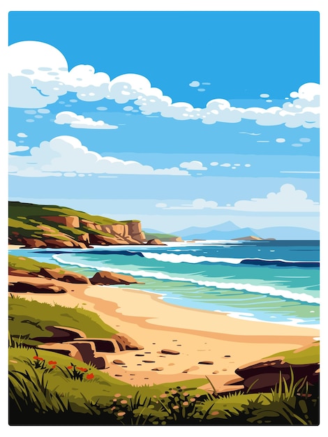 Vector wilsons promontory national park vintage travel poster souvenir postcard portrait painting wpa