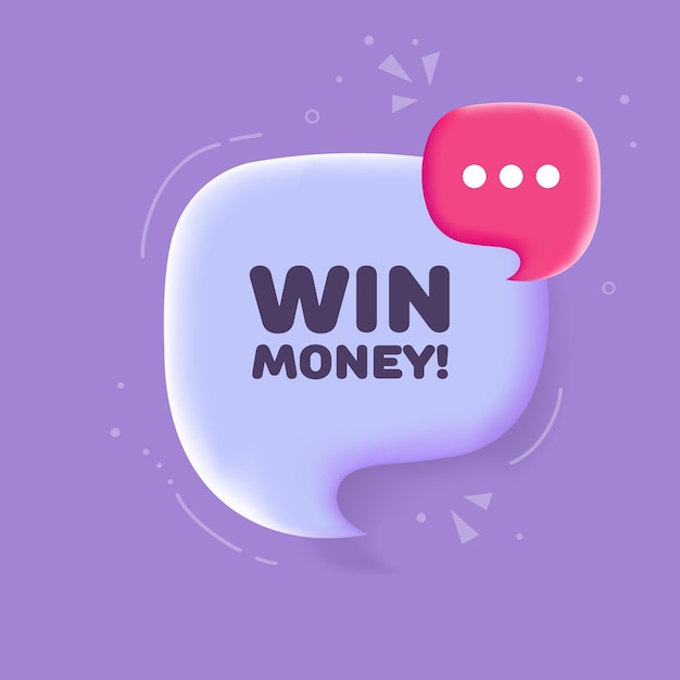 Win money Flat purple the opportunity to win money Vector illustration