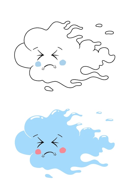 Wind cloud weather cartoon illustration two options