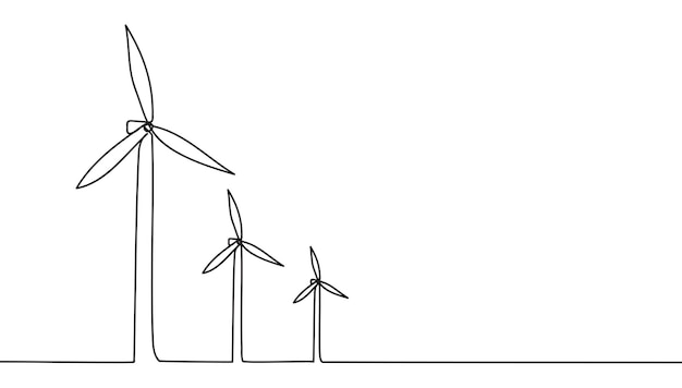 Energia eolica in stile di disegno artistico a linea continua