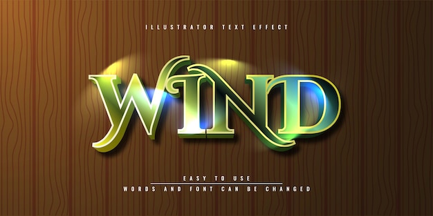 Редактируемый дизайн шаблона 3d текстового эффекта wind illustrator