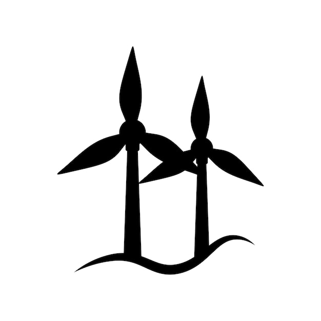 Wind power Icon turbine isolated on the white background