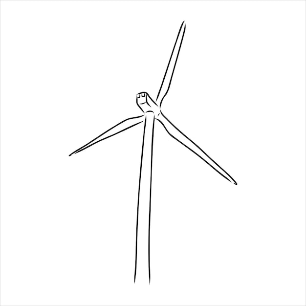 Wind power plant. Hand drawn vector illustration.