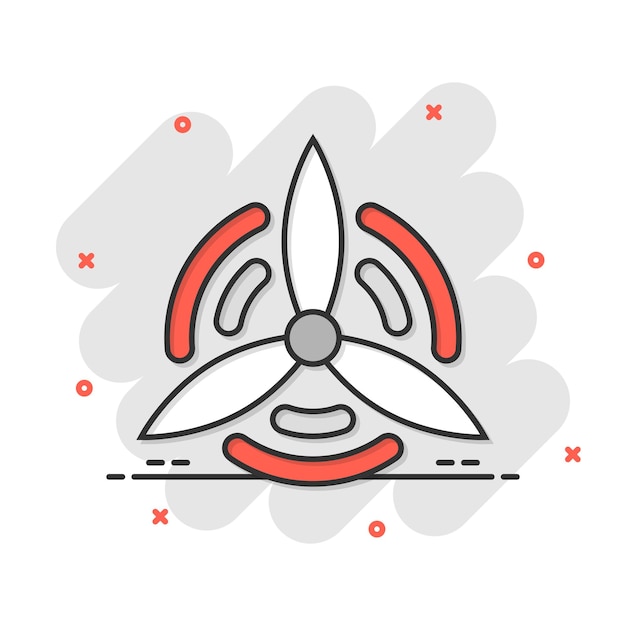Wind power plant icoon in komische stijl Turbine cartoon vector illustratie op witte geïsoleerde achtergrond Lucht energie splash effect teken bedrijfsconcept