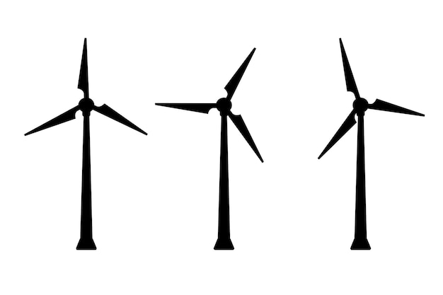 Wind power plant stands in the field green energy renewable resource logo
