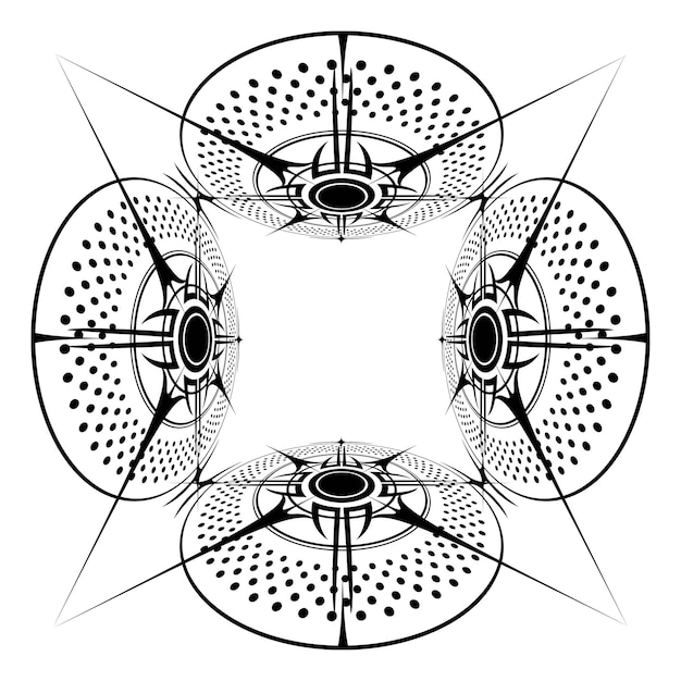 Wind rose black perspective square