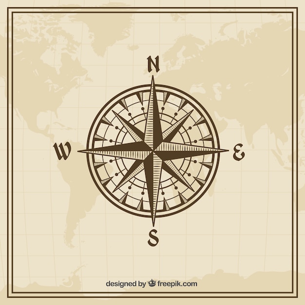 Vector wind rose in vintage style