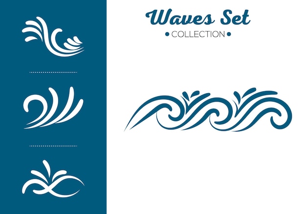 Vector wind set icon wave design template on white background.