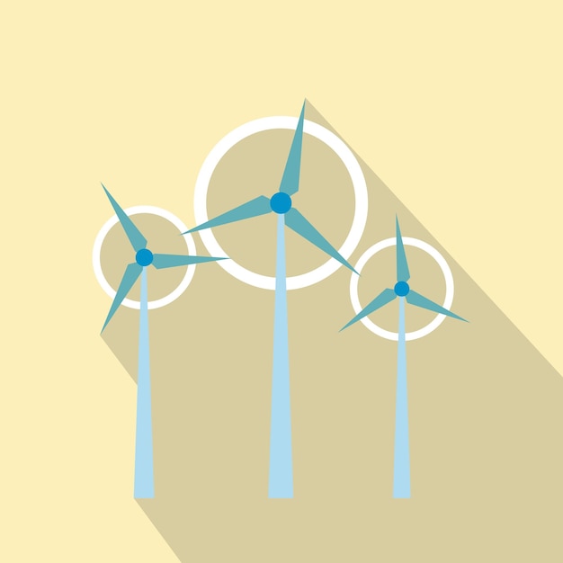 Vector wind turbine flat icon colorful ecology symbol on a light background