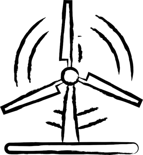 Vector wind turbine hand drawn vector illustration