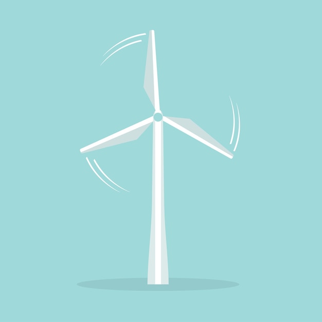 Wind turbine icon Flat design style Windmill silhouette Simple icon Modern flat icon in stylish colors Web site page and mobile app design element