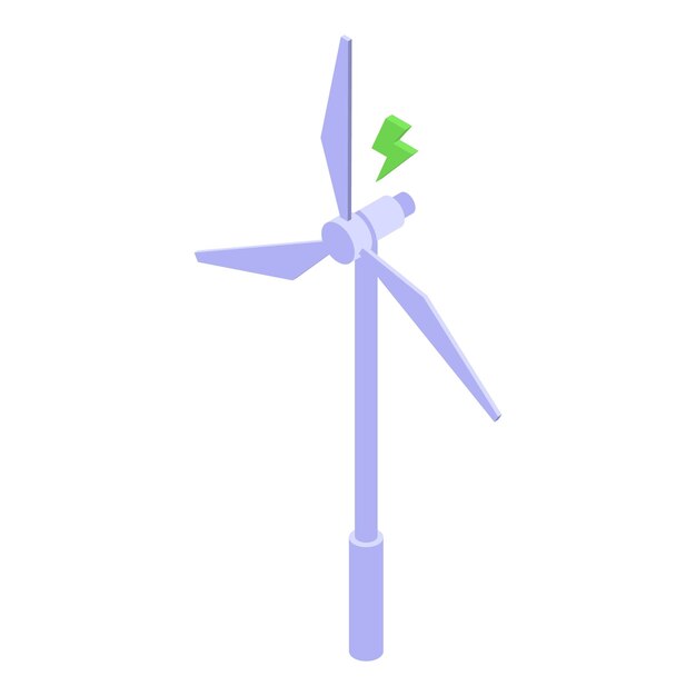 Вектор Изометрический вектор иконы ветряной турбины. переработка эко-биоорганики.