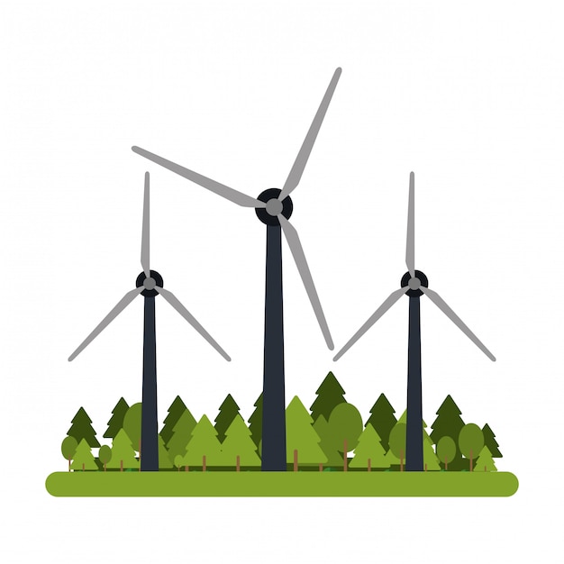 Vector wind turbines on nature