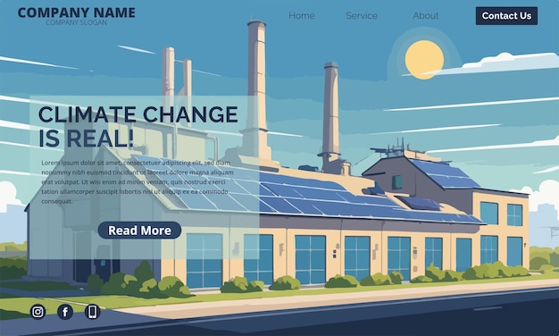 Wind turbines and solar panels as a clean energy alternative vector illustration landing page