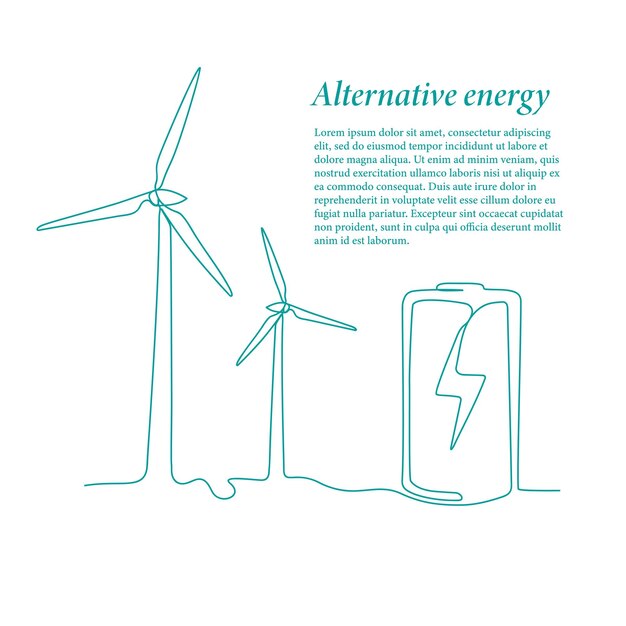 Vettore turbine eoliche e batteria di accumulo