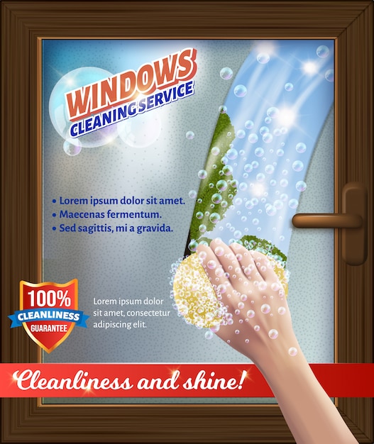 ベクトル windawsクリーンサービス手にしろ窓を洗ってください。