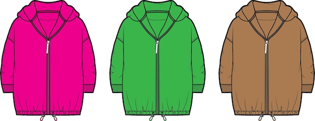 Windcheater Flat Sketch Technical Drawing Vector Illustration Template