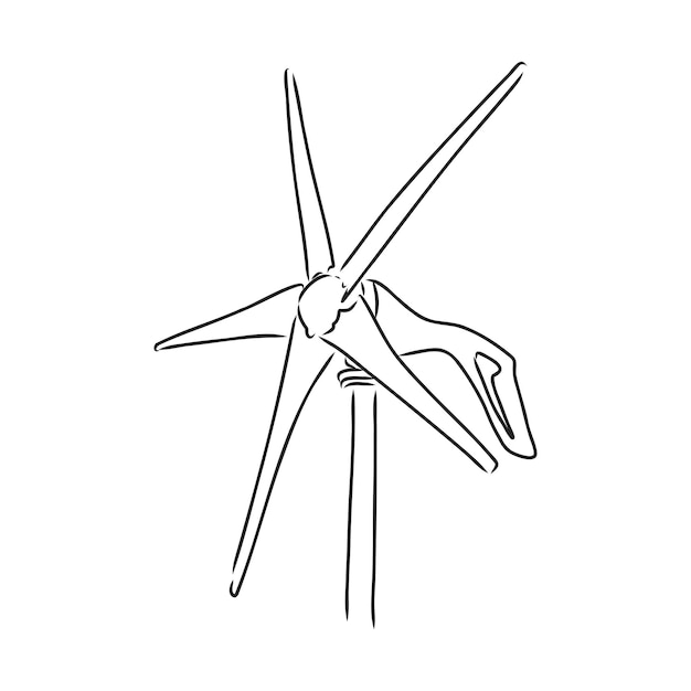 Windenergiecentrale. Hand getekend vectorillustratie.