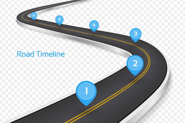 Vector winding 3d road concept on a transparent background. timeline template. vector illustration