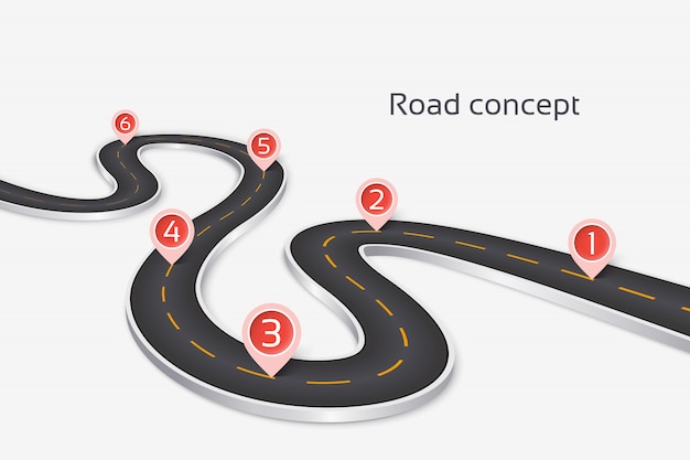 Winding 3d road infographic concept