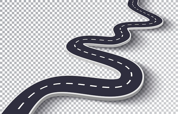 Vector winding road isolated transparent special effect