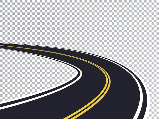 Vector winding road isolated transparent