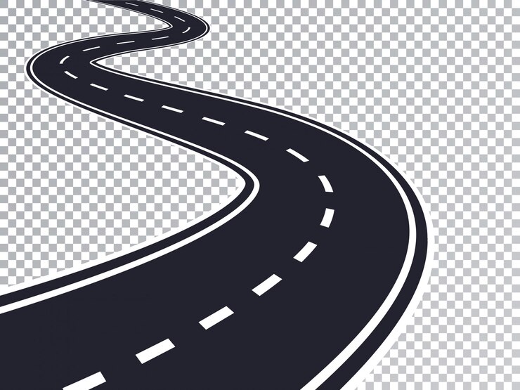 Vector winding road isolated transparent
