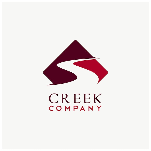 Winding road street river creek logo design inspiration