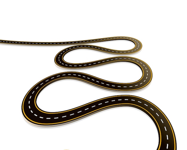 Winding road on the white background. Vector illustration