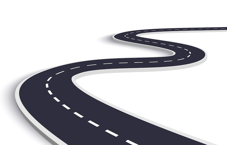 Vector winding road on a white isolated background