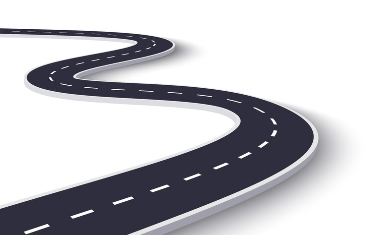 Vector winding road on a white isolated background
