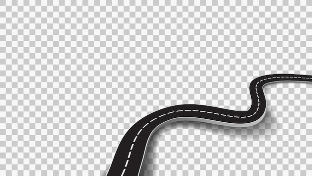 Winding road with transparent shadow template