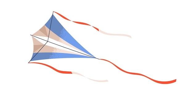 Windlucht papieren vlieger speelgoed, vliegend vastgebonden object met vleugels van ruitvormig ontwerp. Zomerentertainment voor kinderen. Platte vectorillustratie geïsoleerd op een witte achtergrond