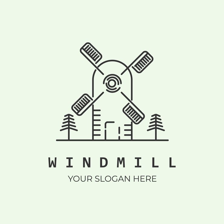 Vector windmill chair line art logo minimalist vector illustration design