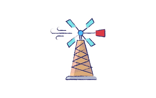 Windmill hand drawn illustration