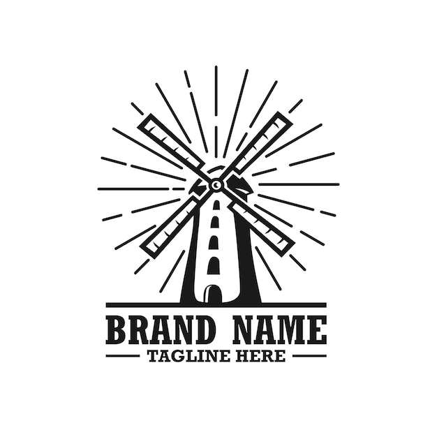 Windmill Logo Design Template Inspiration, Vector Illustration.